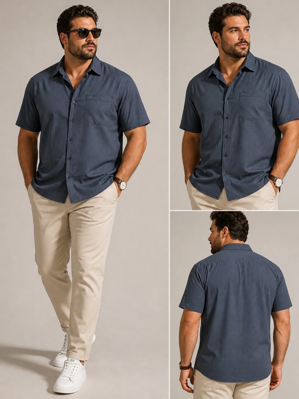 Quiksilver Men's Short Sleeve Button-Down Shirt in Navy Blue